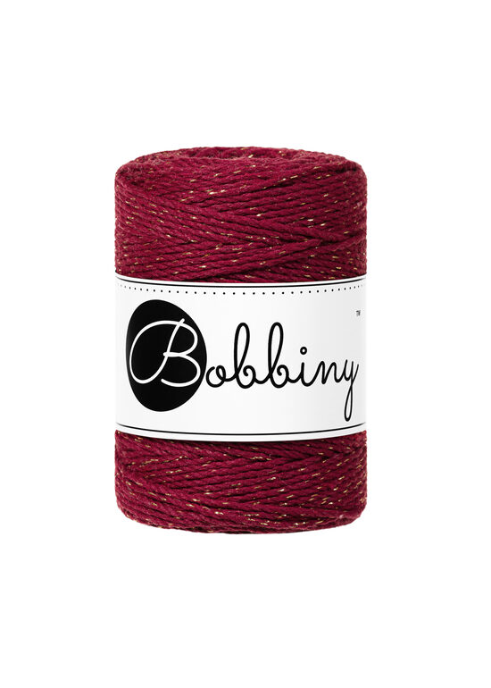 Makramē virve 3PLY - Golden Wine Red
